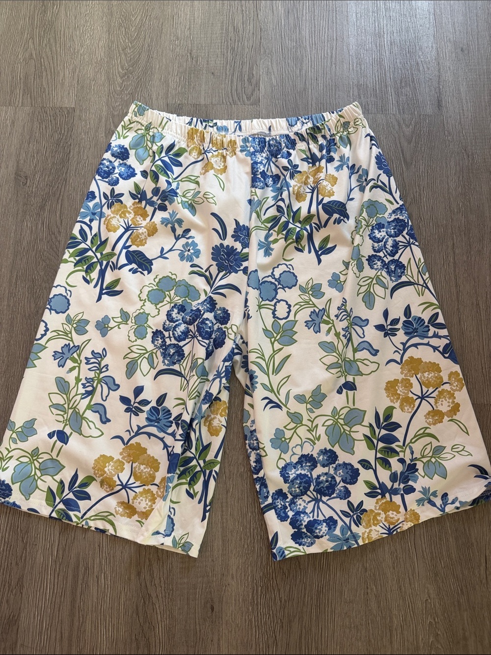 Women's Floral Bermuda Shorts in Blue, Green & Yellow